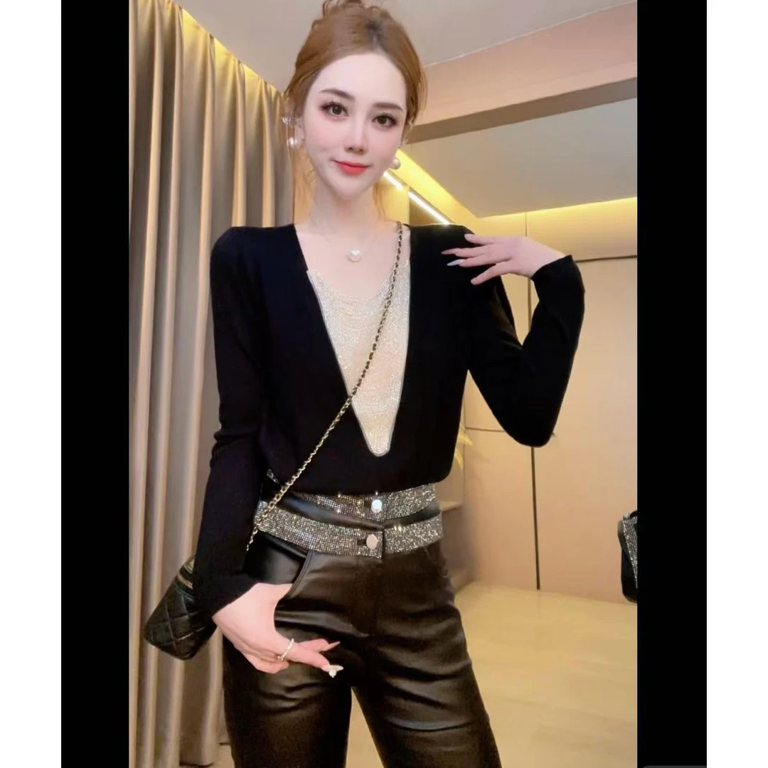 【情诗】重工钉珠链条轻奢百搭显瘦套头毛衣