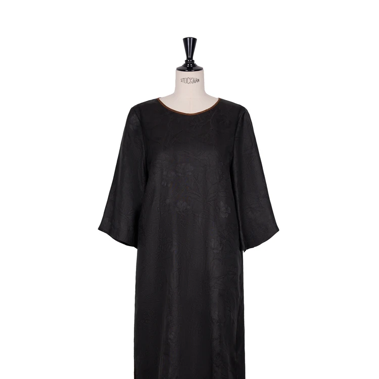 【兰香】周晓刚提花罗香云纱6分袖连衣裙CD2167891