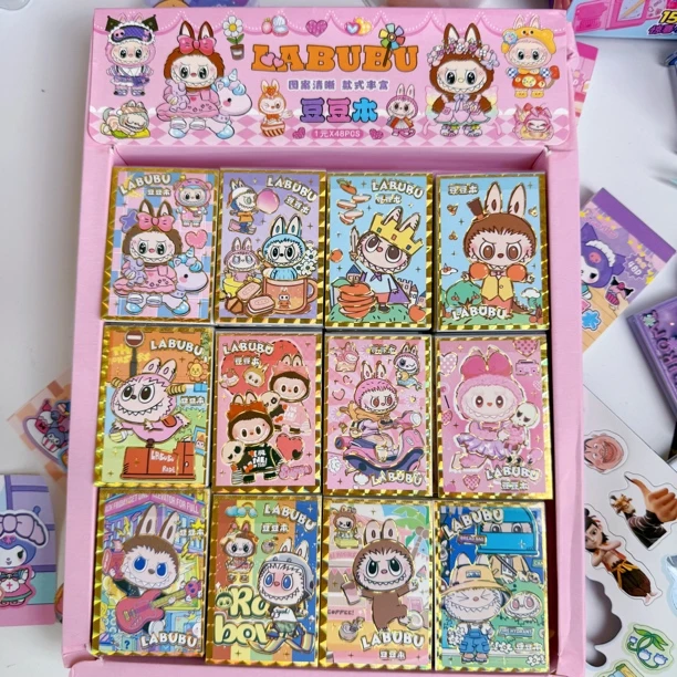 卡通迷你豆豆本贴纸贴画可爱口袋记事解压本子