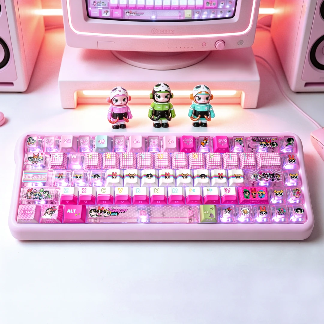 飞天小女警键帽可爱个性PC透光原厂侧刻适配磁轴键盘ev63wooting