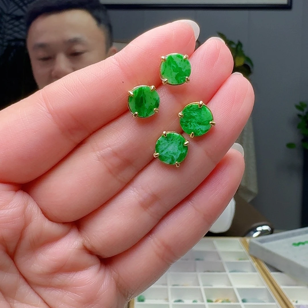 翡翠银S925镶嵌耳饰多样性发货其一