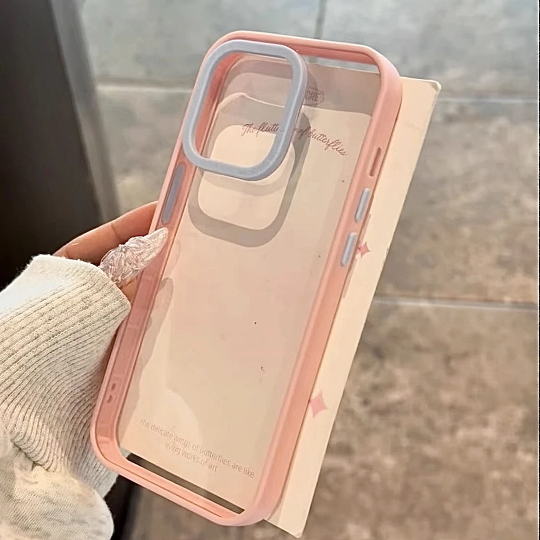 撞色亚克力适用苹果promax手机壳iPhone新款13pm透明保护套