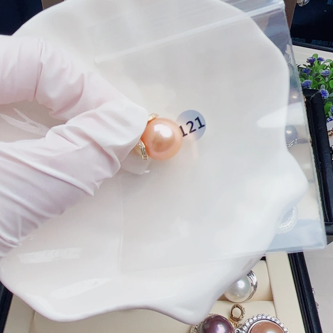 银S925镶嵌淡水珍珠耳饰