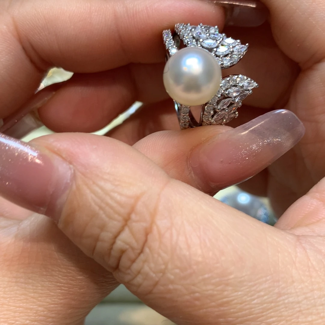 海水珍珠戒指银S925镶嵌