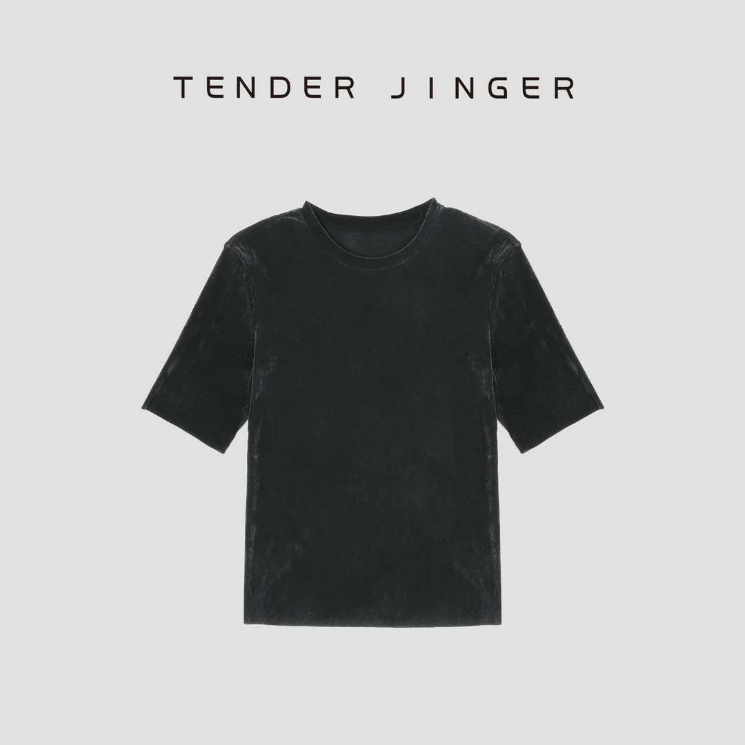 Tender Jinger简约洋气时尚百搭丝绒短袖T恤T52LWT80650