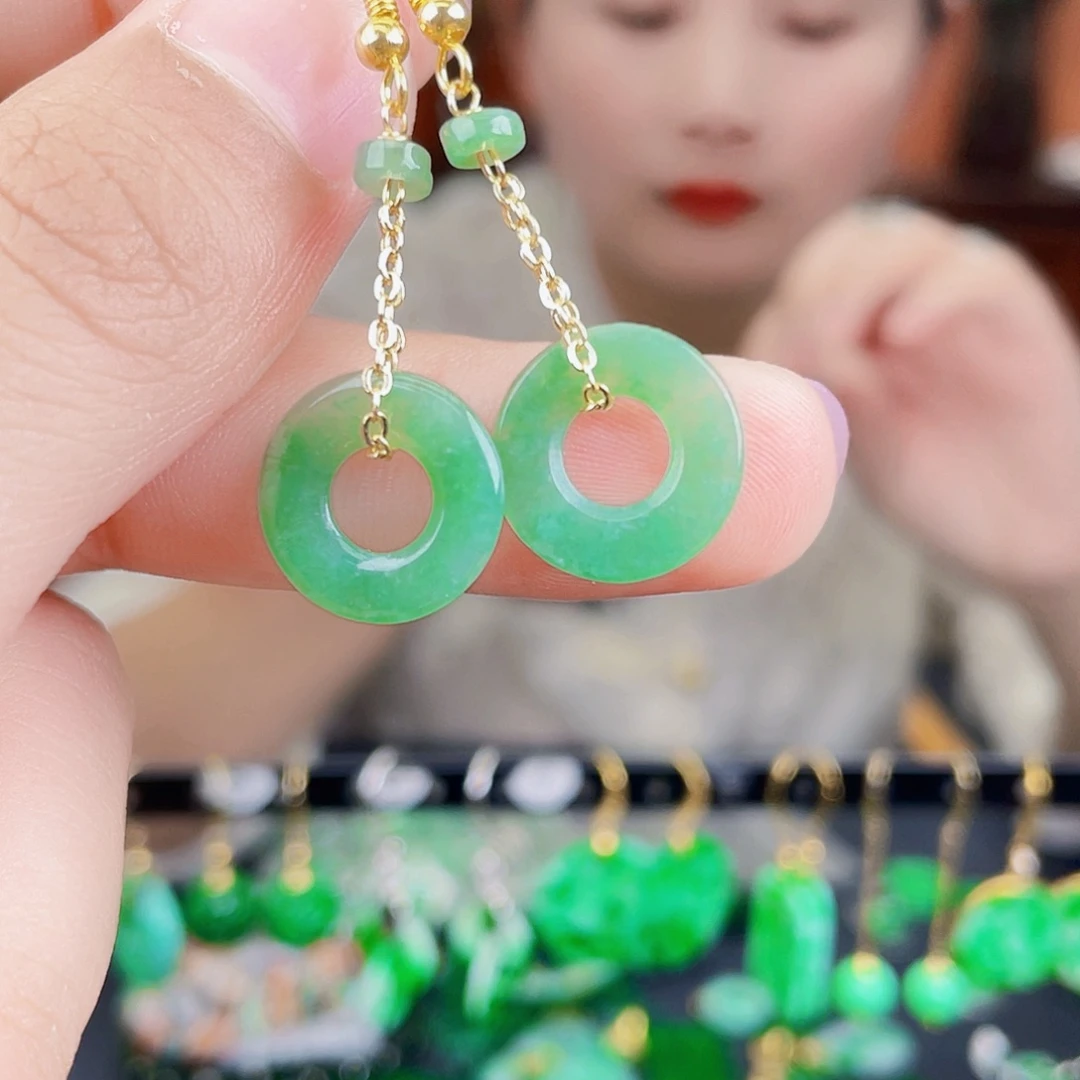 翡翠未镶嵌耳饰饰品