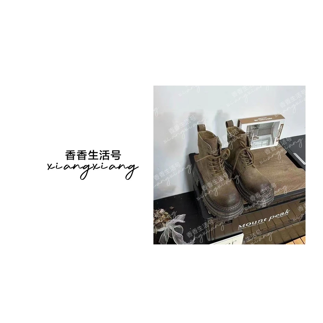 【香香严选】新款厚底英伦风系带复古马丁靴K0099-1 跟高6厘米