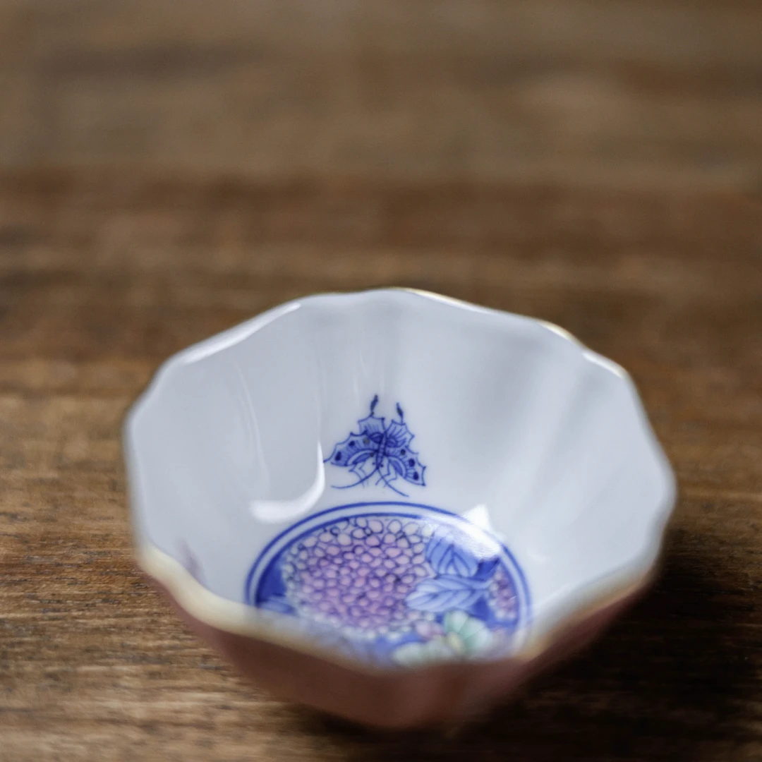 【静姐小院】樱粉-华隐堂-青花蓝底绣球杯（华隐S0914）