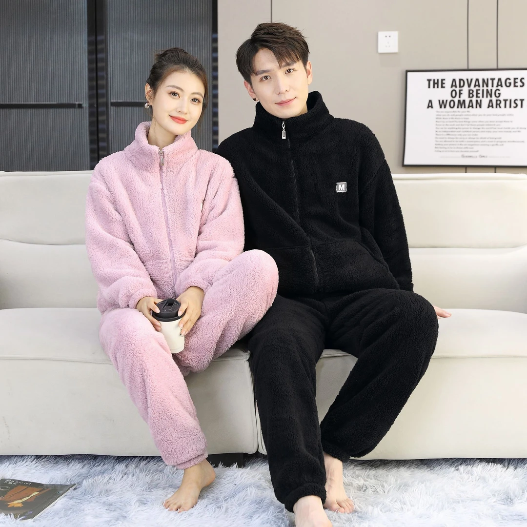 【冬季新款】秋冬季睡衣女加绒宽松长袖保暖大码休闲家居服套装