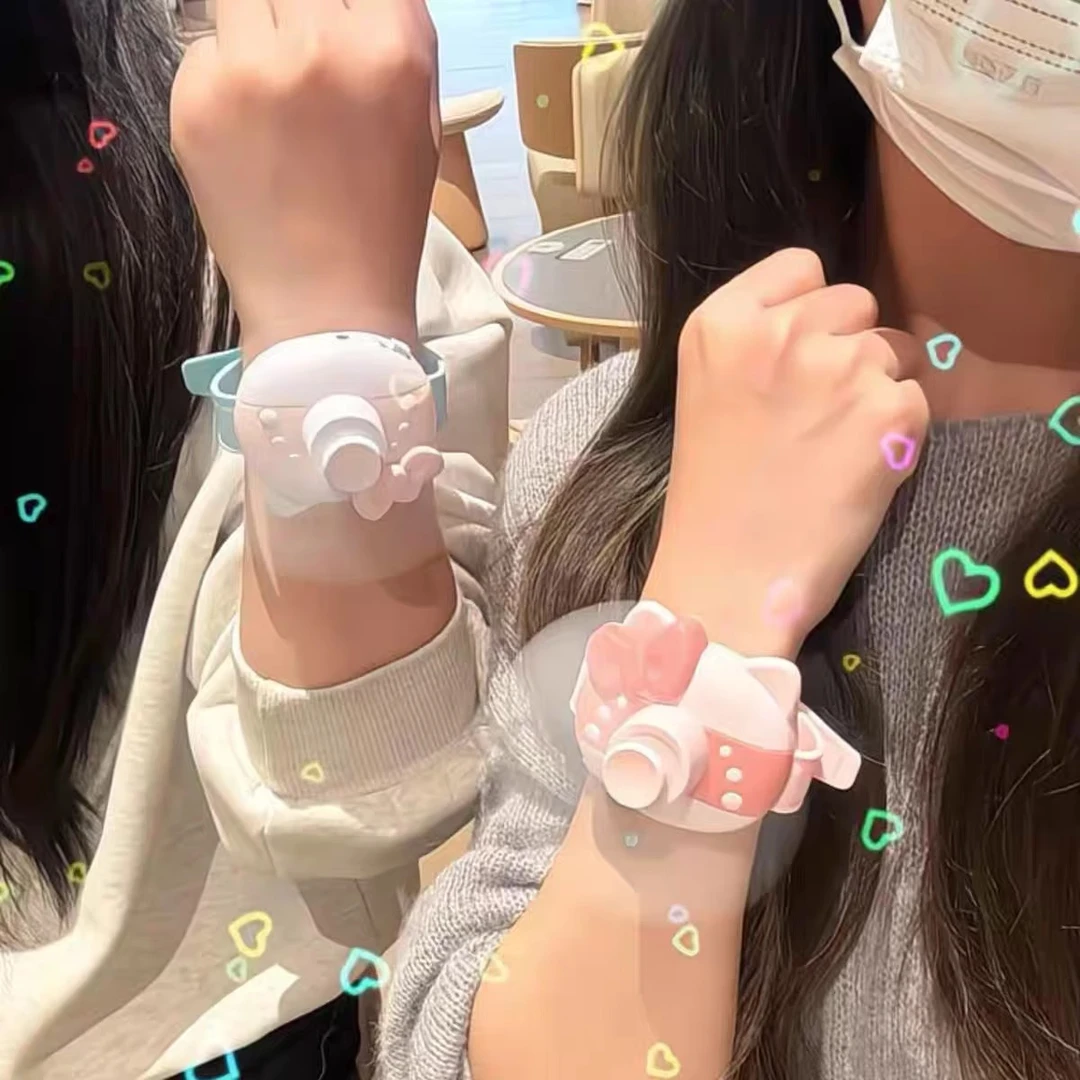 KT猫迷你手表风扇可爱卡通学生儿童usb充电式随身便捷小型风扇