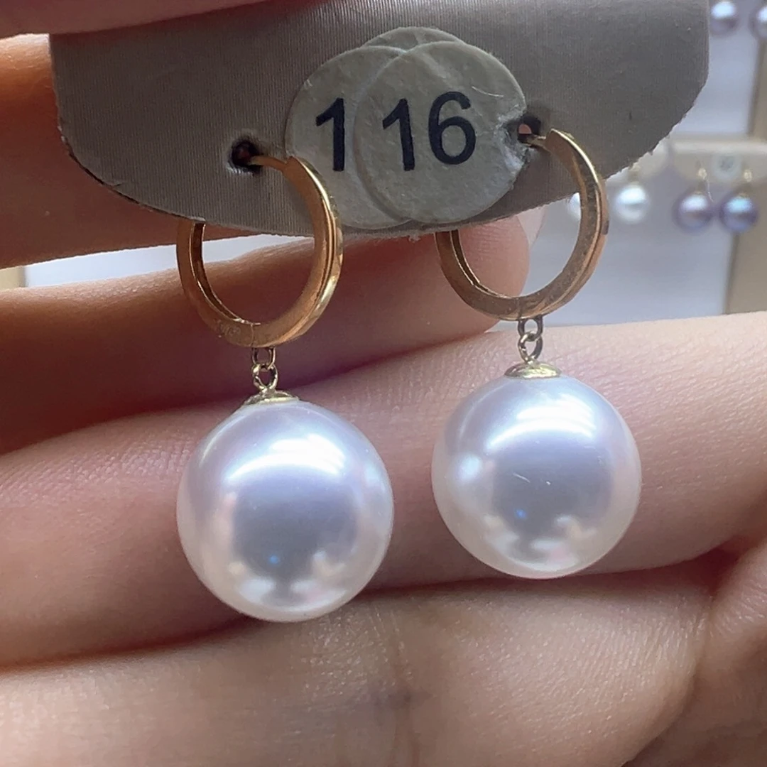 18K金镶嵌淡水珍珠耳饰
