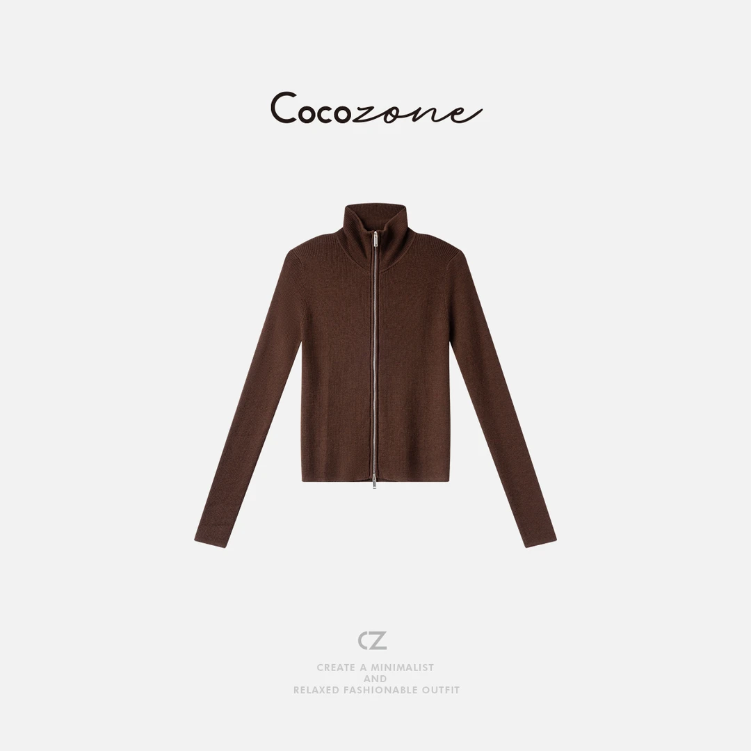 COCO ZONE 刘一一“纸片人”100美丽诺羊毛拉链毛织上衣 CD2A1576