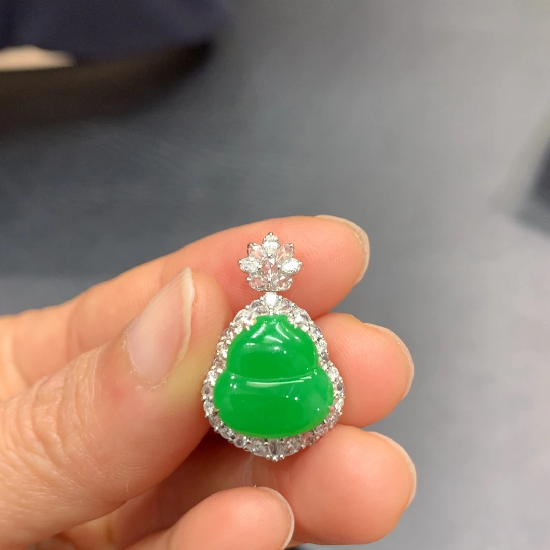 翡翠18K金镶嵌吊坠(不含链)