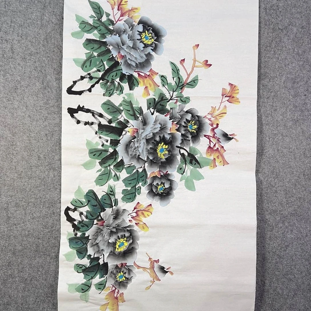 国画129 花鸟在树丛的顶端鸣叫叫声响