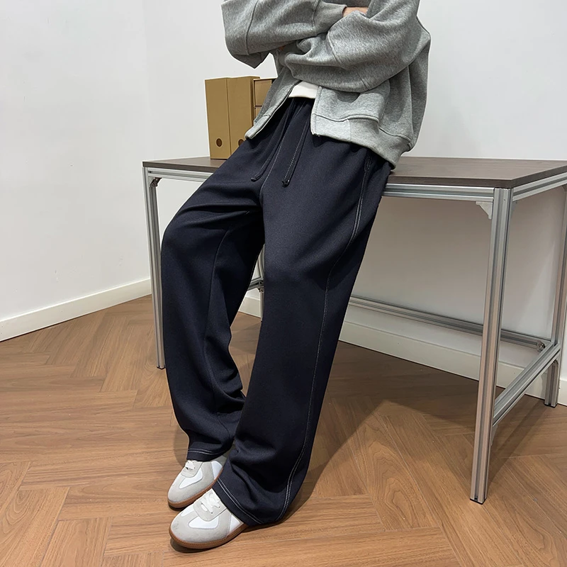 宽松免烫休闲裤美式藏青直筒裤裤子男士时尚卫裤