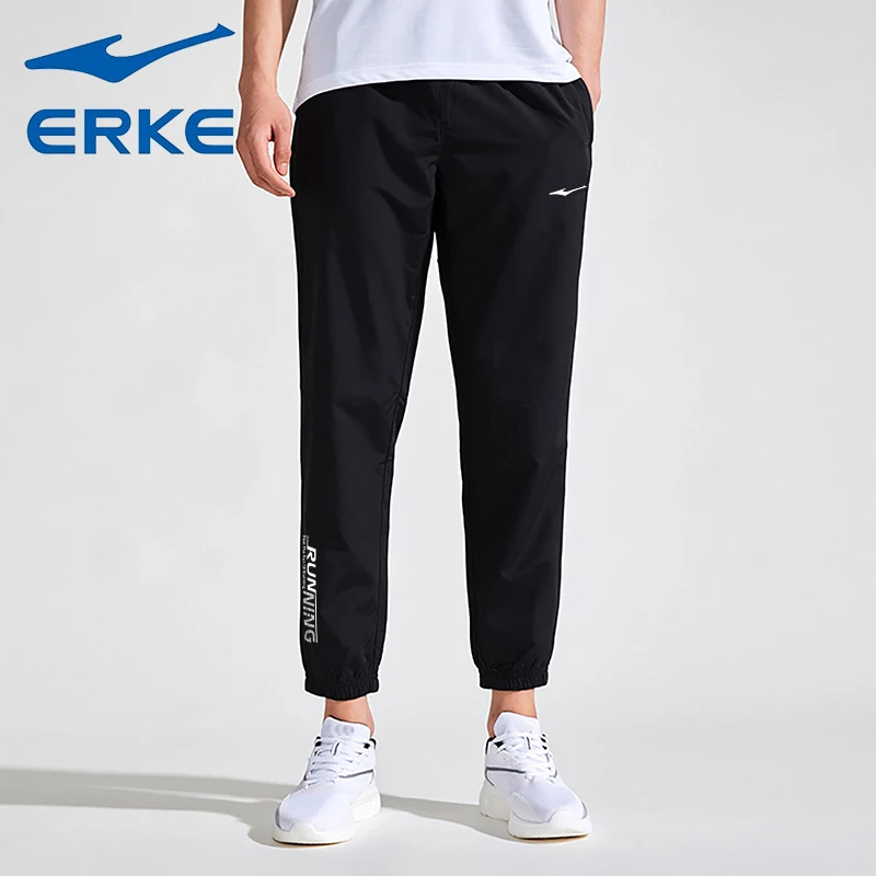 erke/鸿星尔克男裤2025夏季薄款休闲裤梭织男士速干运动裤九分裤