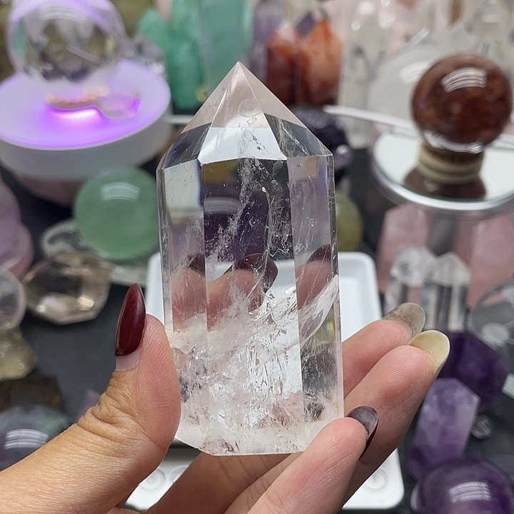 不***呆未镶嵌珠宝半成品水晶33蓝针白水晶柱