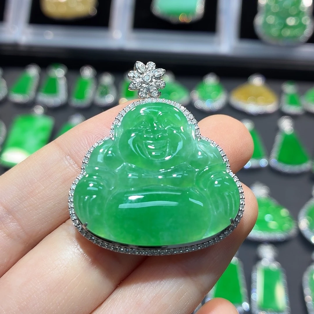 翡翠18K金镶嵌吊坠(不含链)86