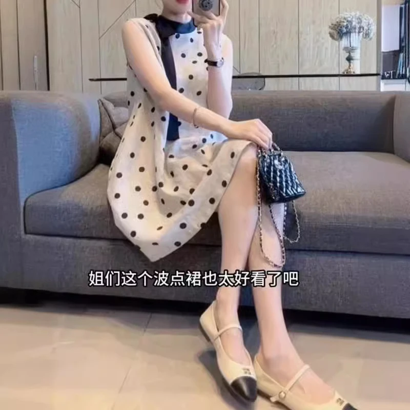 新款韩系时尚高级感小个子波点A字显瘦连衣裙2081