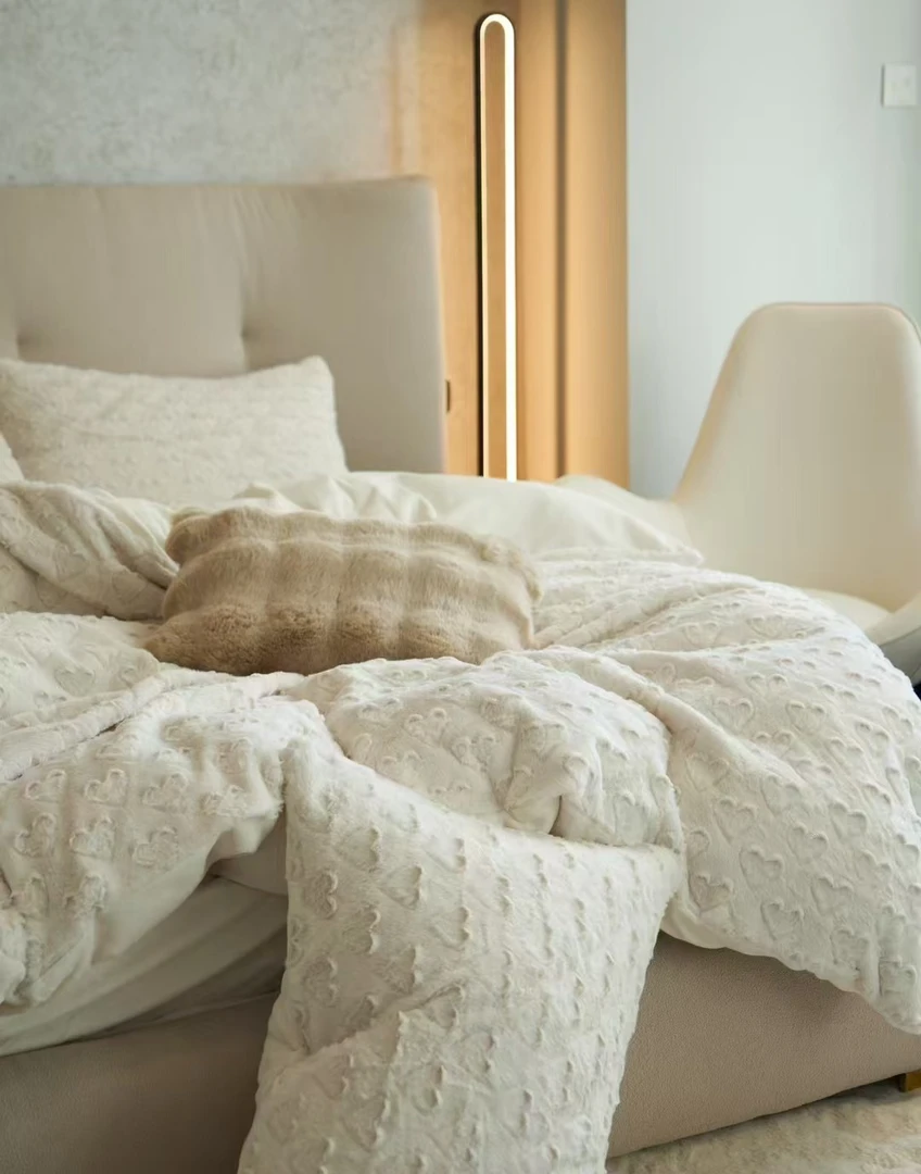 秋冬 | 300g小兔绒绒！【心愿】四件套镂空爱心工艺  全消光抗静电