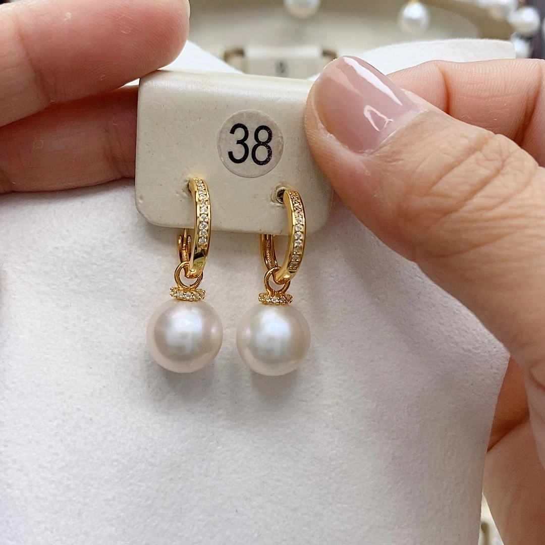 银S925镶嵌淡水珍珠耳饰