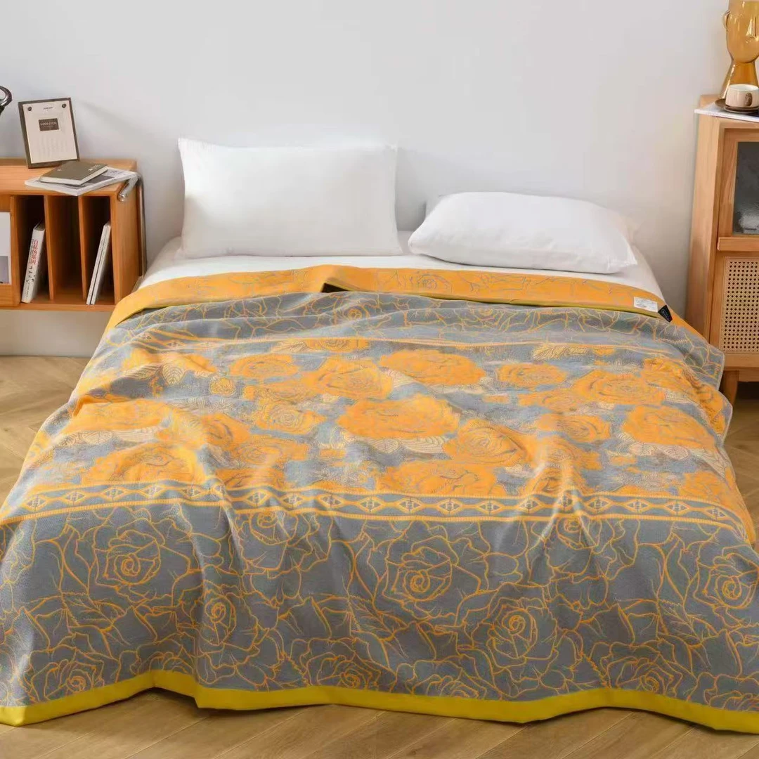 【黄玫瑰】轻奢高端纱布多功能床盖2*2.3米舒适透气可机洗