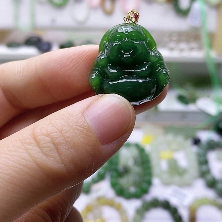 吊坠(不含链)18K金镶嵌和田玉