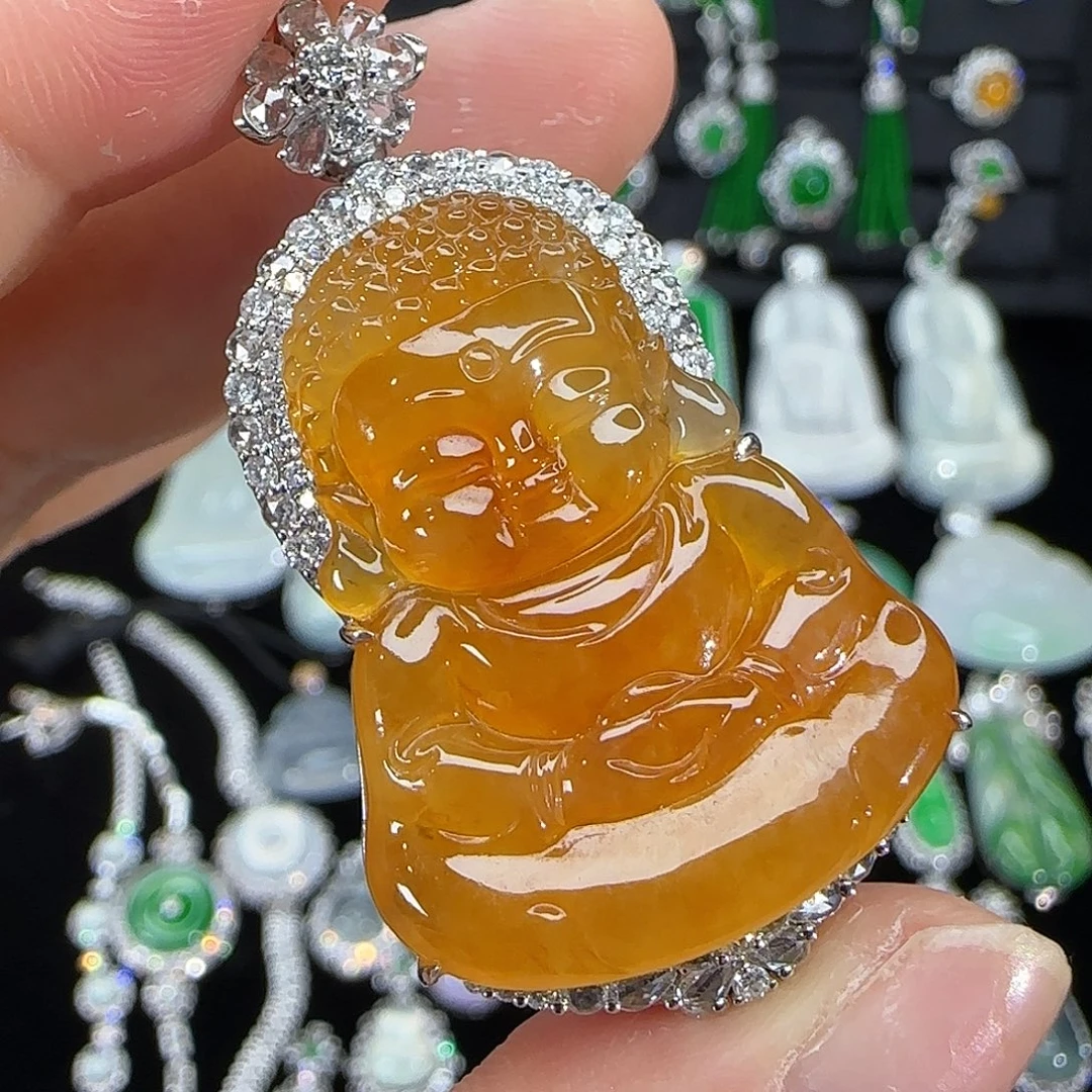 翡翠18K金镶嵌颈饰天然翡翠