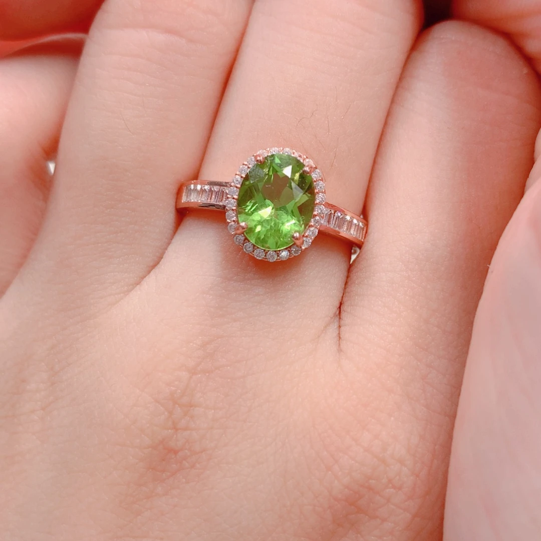 橄榄石戒指银S925镶嵌