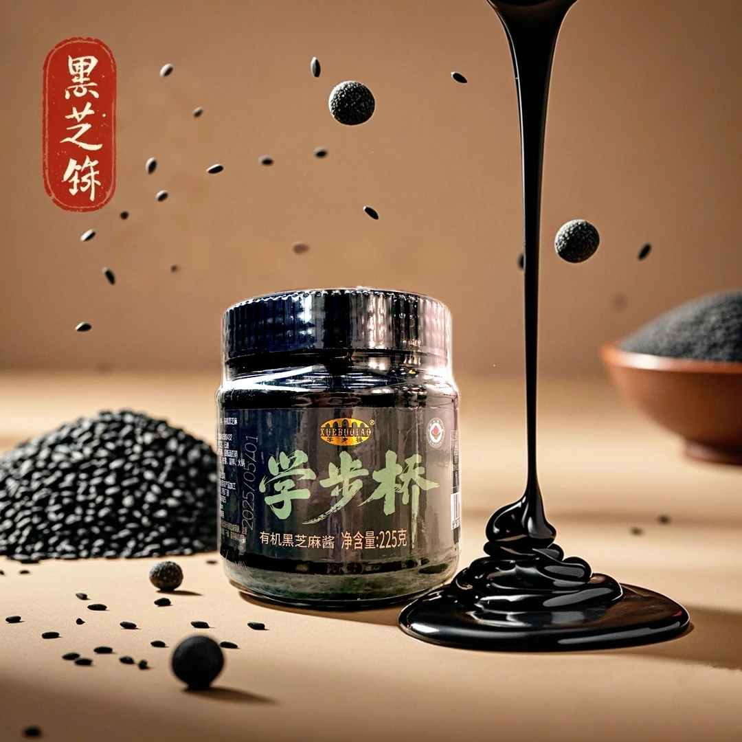 学步桥有机黑芝麻酱225克无添加无糖可用于烘焙面包的蘸料