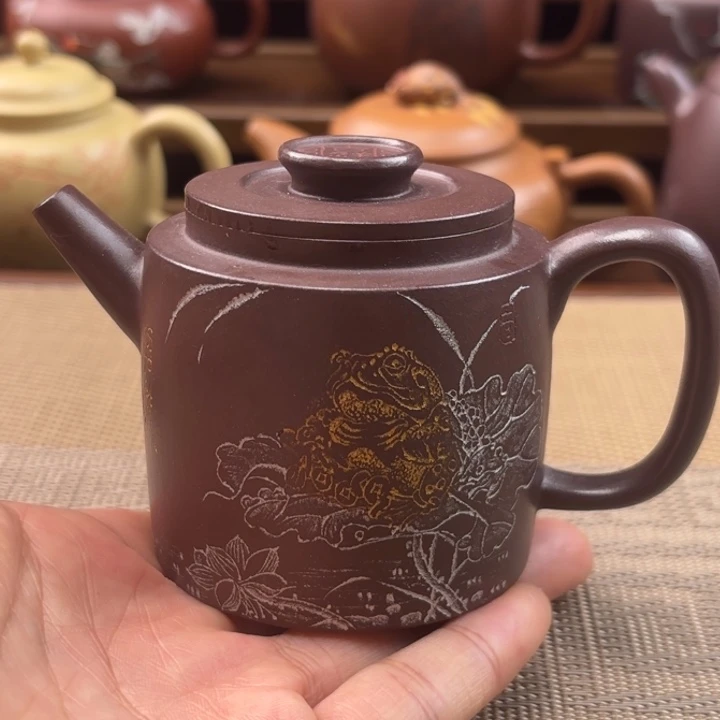 茶壶紫砂原矿天青紫泥招财进宝