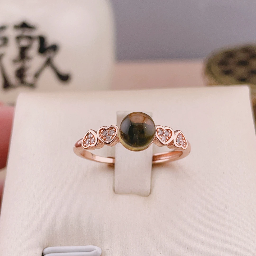 天然蓝珀戒指小巧玲珑时尚百搭清新优雅送女友款精致琥珀戒指F25