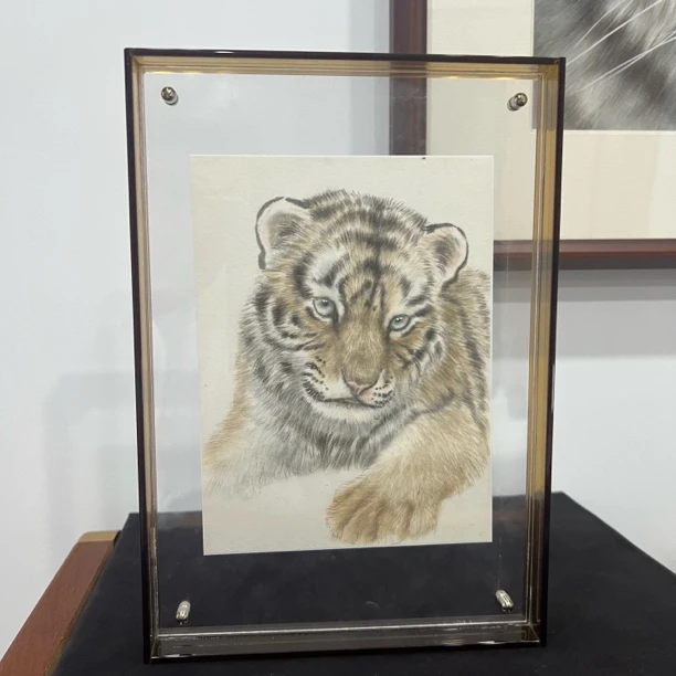 工笔虎 A4亚克力框 原稿国画