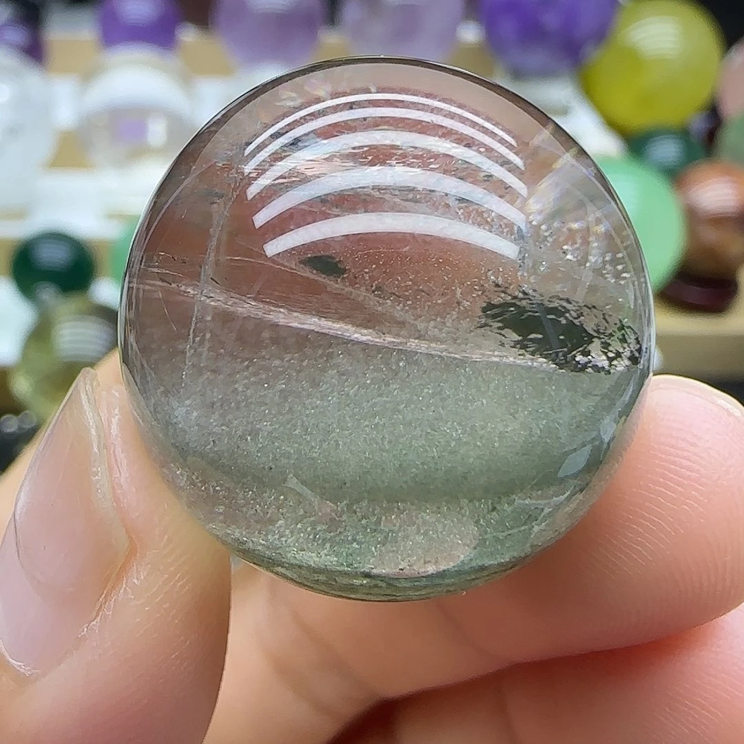 珠宝半成品未镶嵌水晶25.4mm绿幽灵