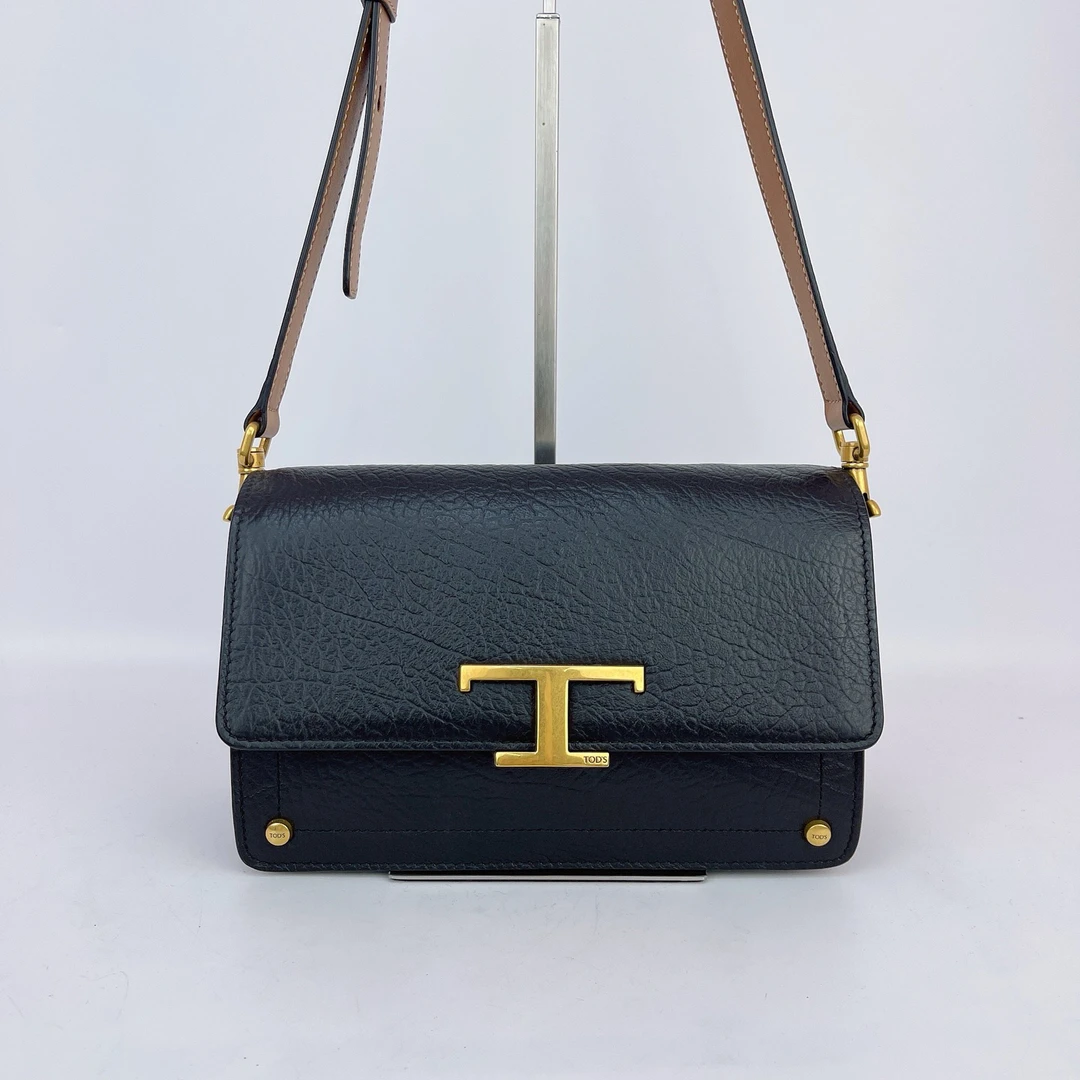 95新 TOD’S/托德斯 TODS 托德斯黑色牛皮单肩包底长23 G045