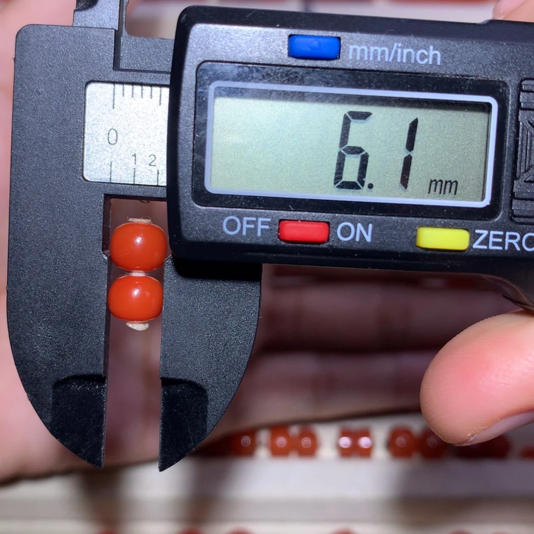 南红玛瑙未镶嵌柿子锦老型对珠6.1×5.1