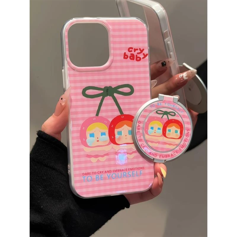 樱桃哭娃适用苹果16pro手机壳iPhone15果冻二合一14plus小众13/12