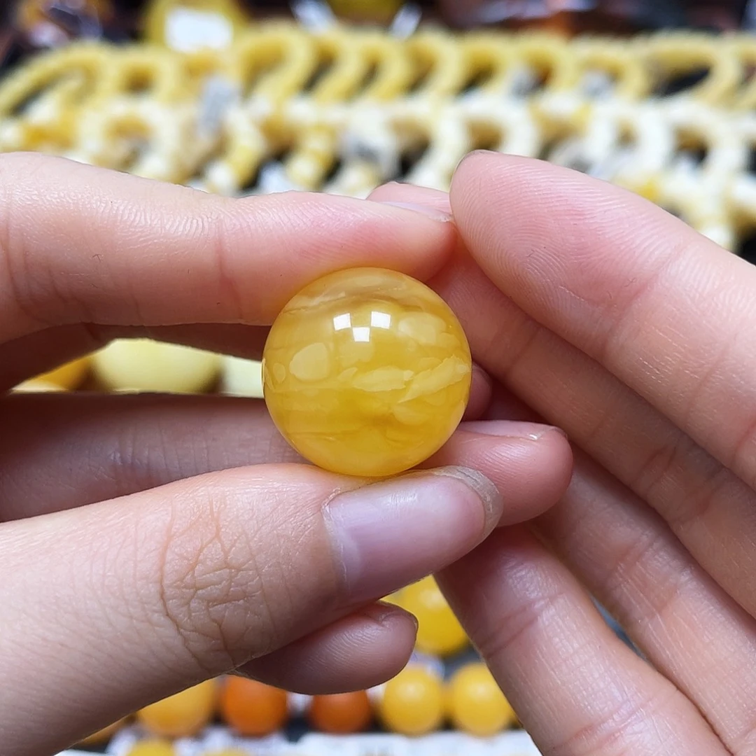未镶嵌蜜蜡裸石圆珠19.5mm花粉