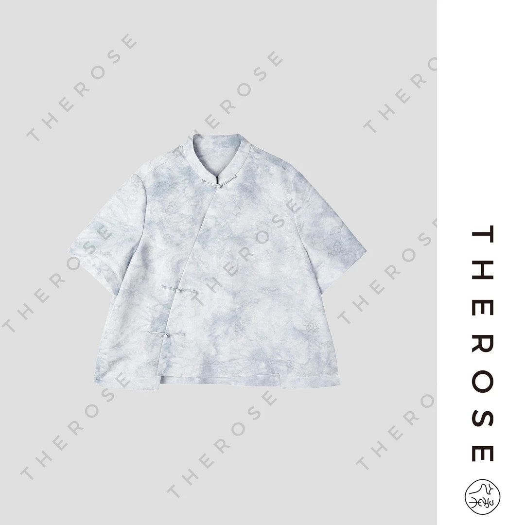 之柔【云栖东方】时尚新中式萝斜门襟盘扣衬衣女士古典气质短袖上衣