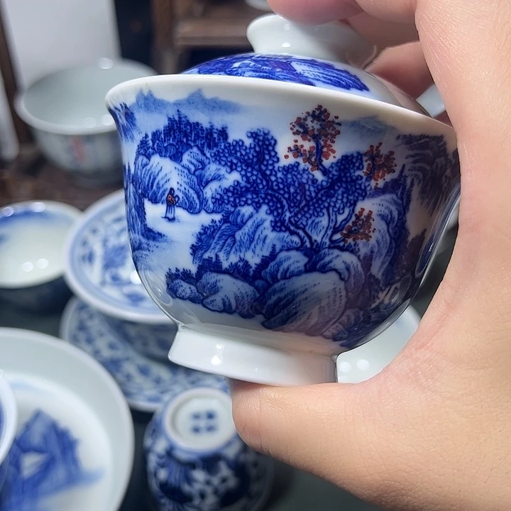 微瑕柴窑景德镇纯手工手绘两才