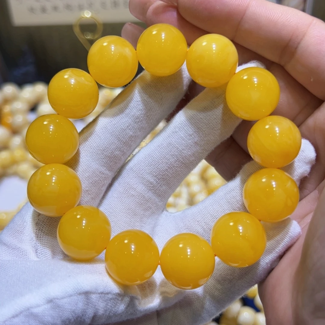 琥珀未镶嵌手链天然蜜蜡17.3圆珠焦皮料