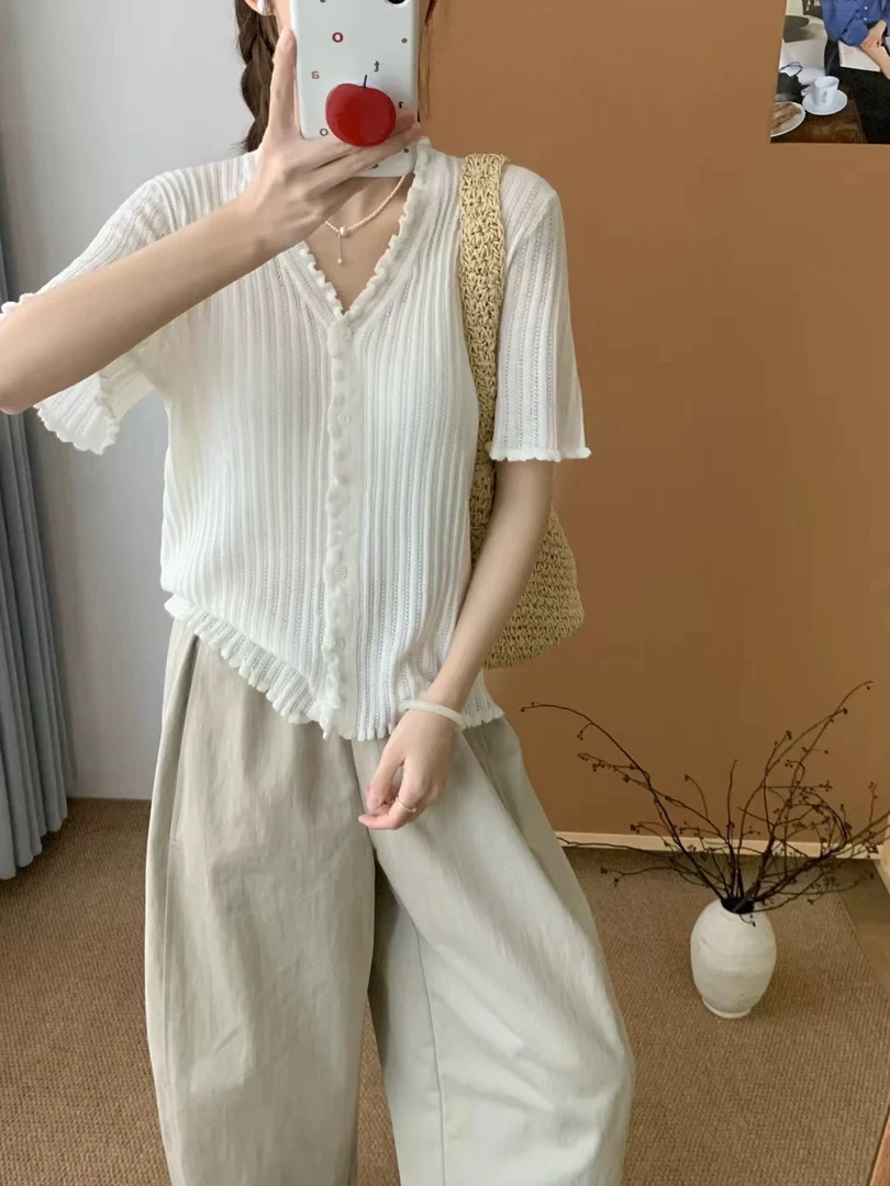 小熊家 花边领春夏空调扇 温柔风韩系开衫