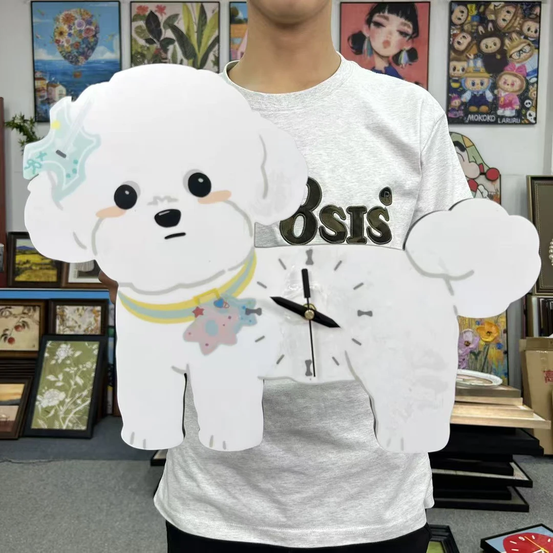 晶瓷BB现代卡通白色小狗表画沙发背景墙书房卧室床头挂画