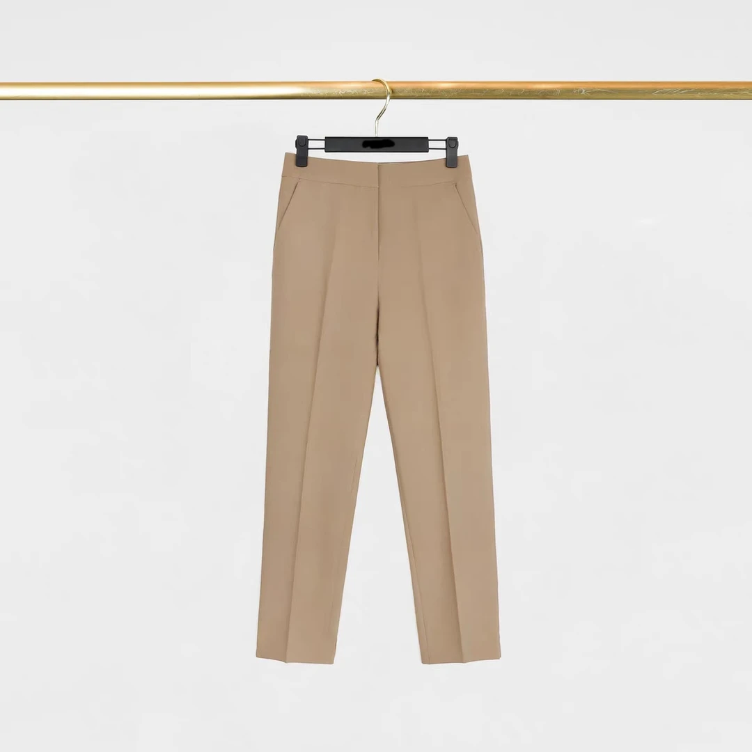 2025春季新款时尚百搭简约休闲女士裤口小开叉通勤西裤0006