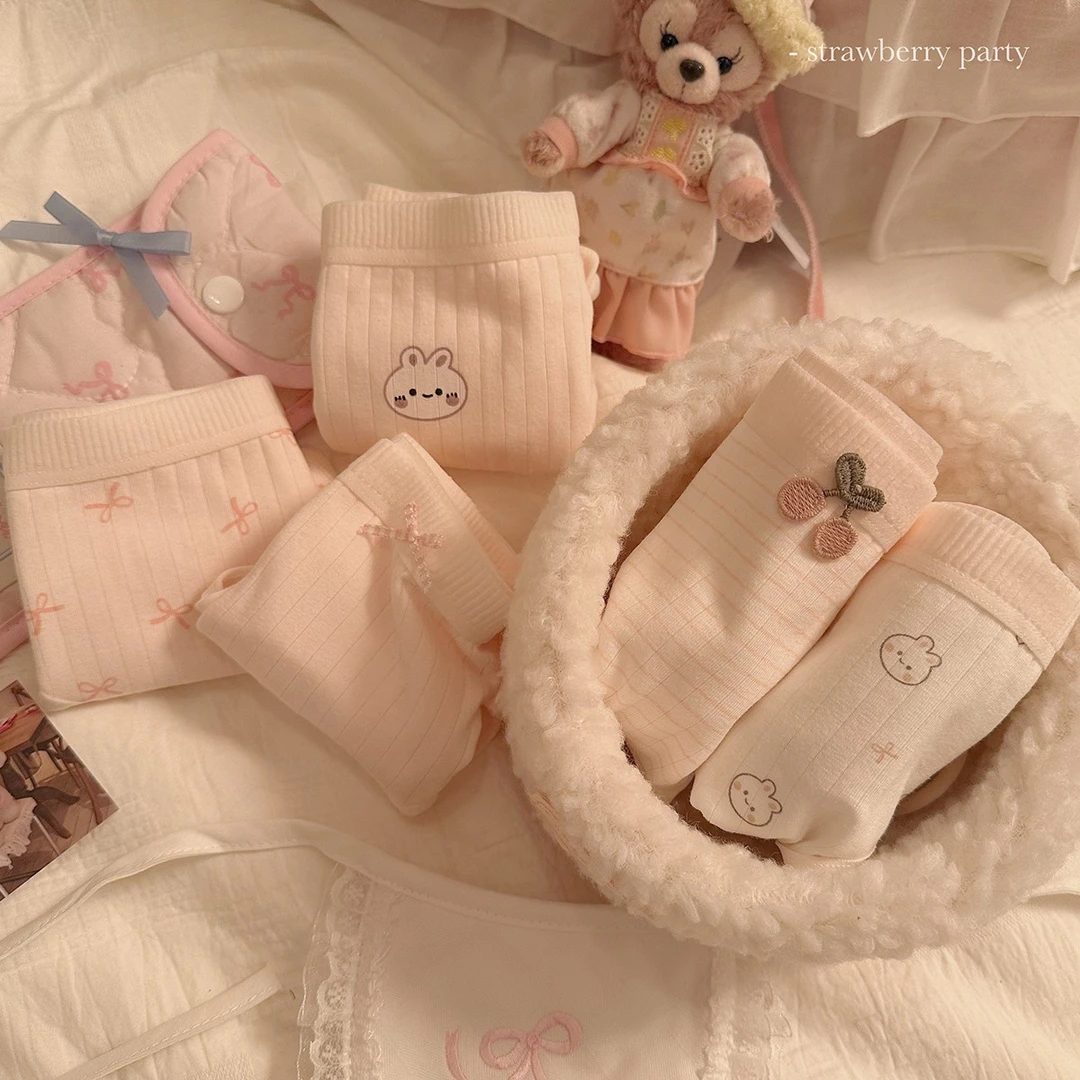 奶甜日系~纯欲可爱少女A类婴儿棉女士中腰内裤女生三角裤纯棉内裤
