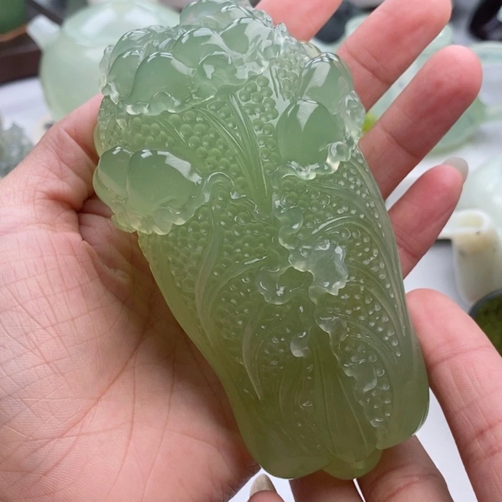 岫玉四大名玉手把件未镶嵌行**晓