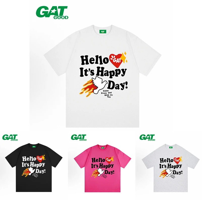 GAT系列（和平鸽）男女同款短袖新款美式T恤高街纯棉发泡工艺