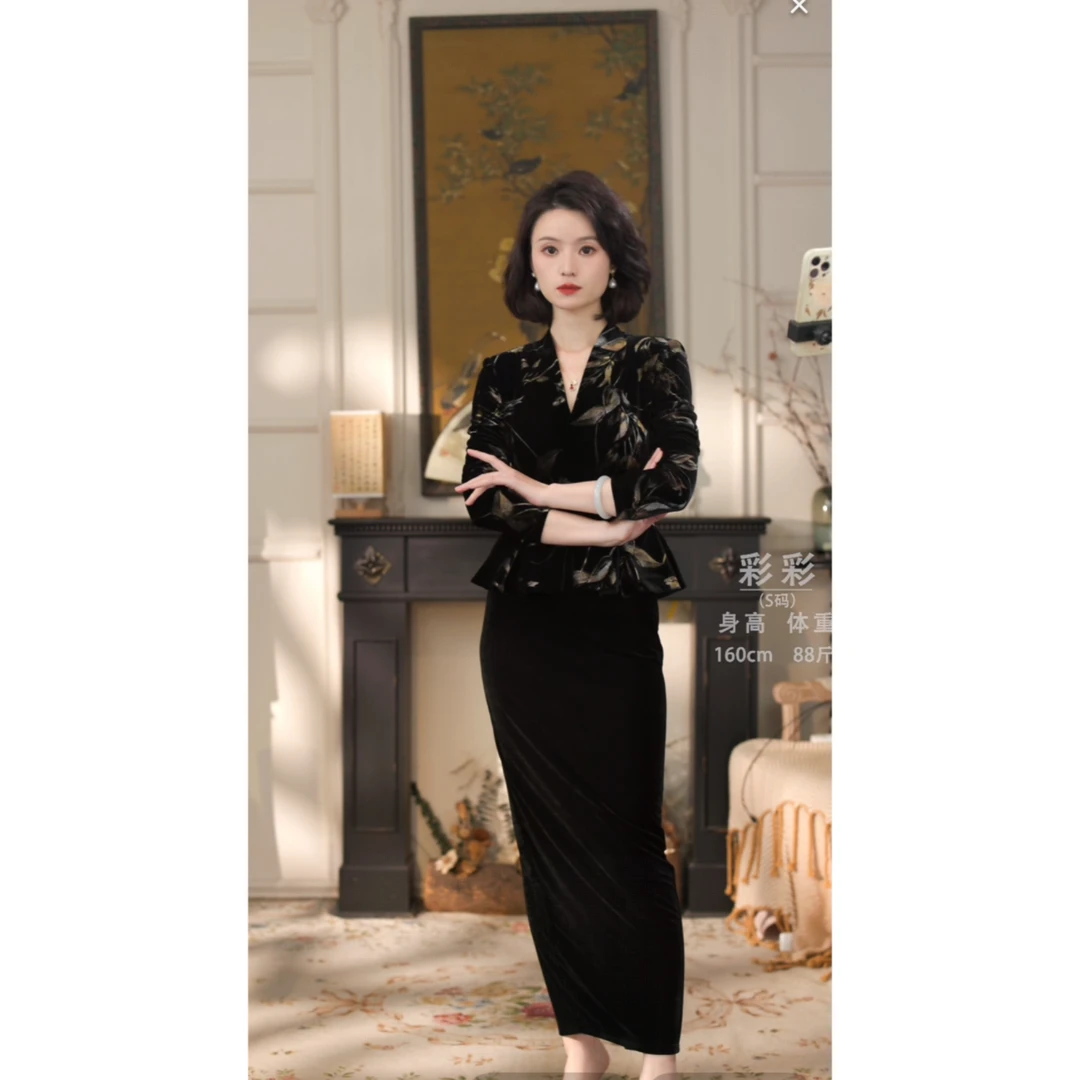 彩彩家【金枝玉叶】修身显瘦知性优雅冬季气质穿搭高级连衣裙