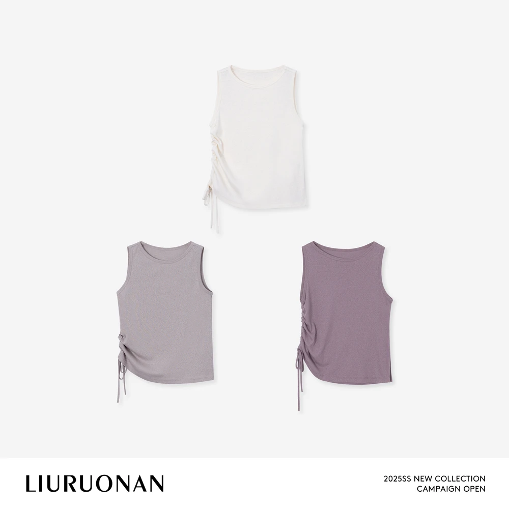 LIURUONAN 25SS【抽绳背心】别致设计休闲舒适夏季新款圆领无袖上衣