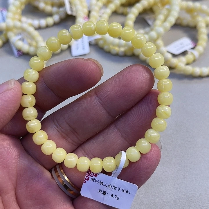 未镶嵌琥珀手链精工老型蜜蜡单圈6.8